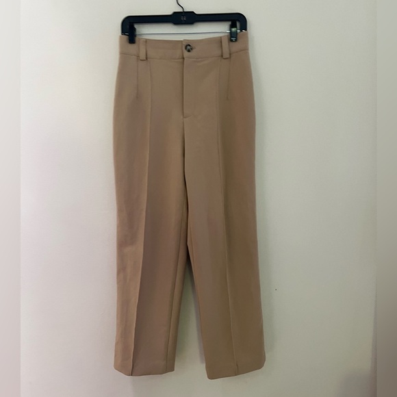 Zara woman’s blogger favorite tan camel wide leg dress trousers pants - Picture 6 of 10